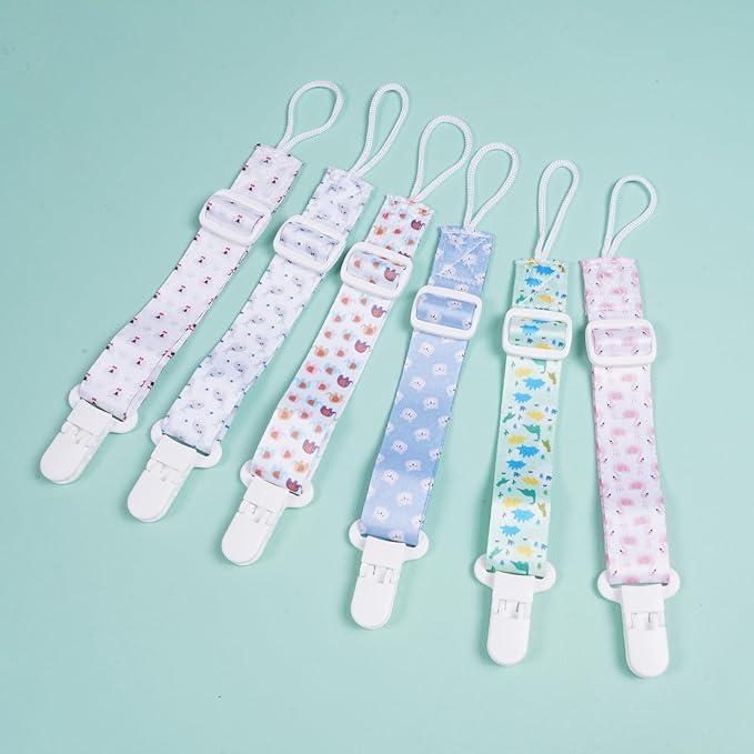 Baby Pacifier Clip with Adjustable Length Buckle,Paci Leash Binky Clips for Baby Boys and Girls 6 Gift