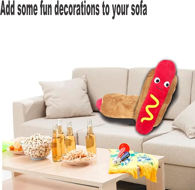 Hot Dog Plush Toy Pillow Hotdog Stuffed Pillow Funny Throw 17.7 inch