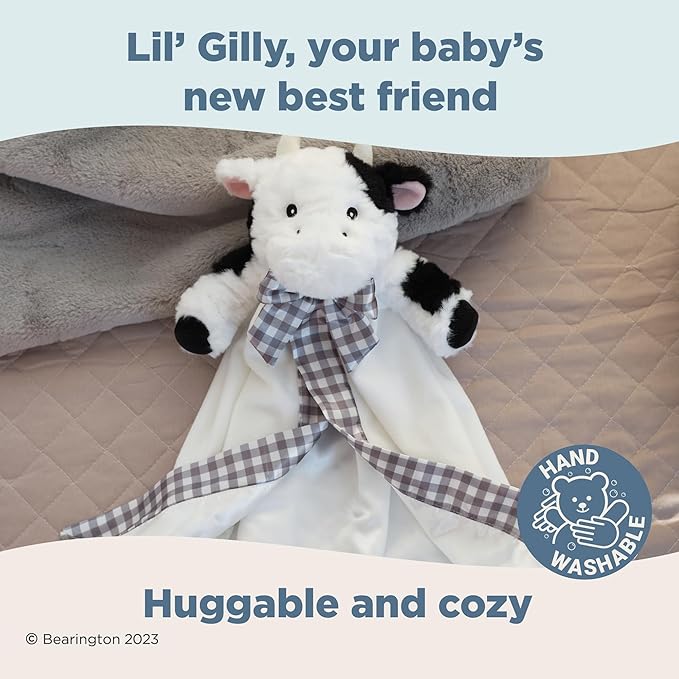Bearington Lil' Gilly 18 Inch Cow Loveys for Babies - Security Blanket for Babies