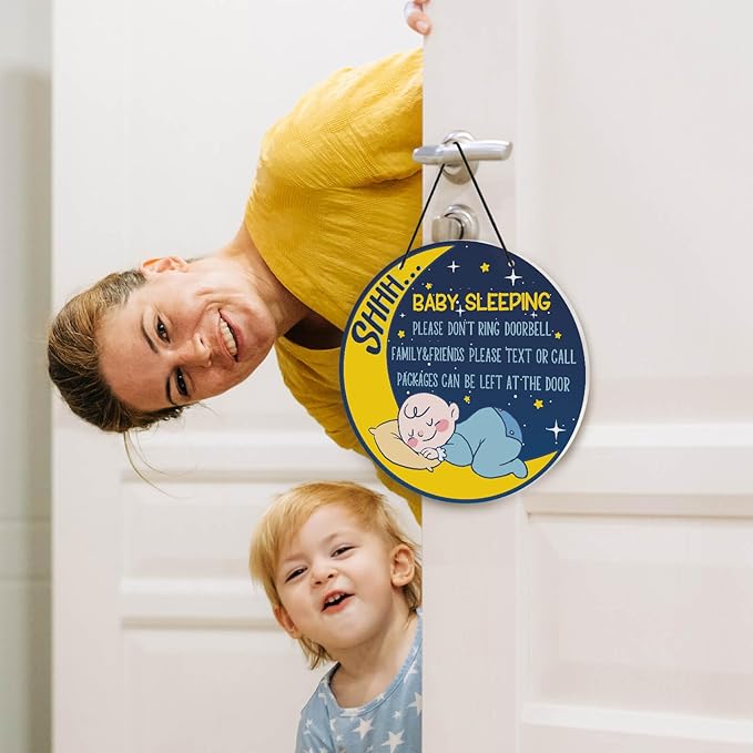 Putuo Decor Dont Ring Doorbell Sign Cute Baby Sleeping Door