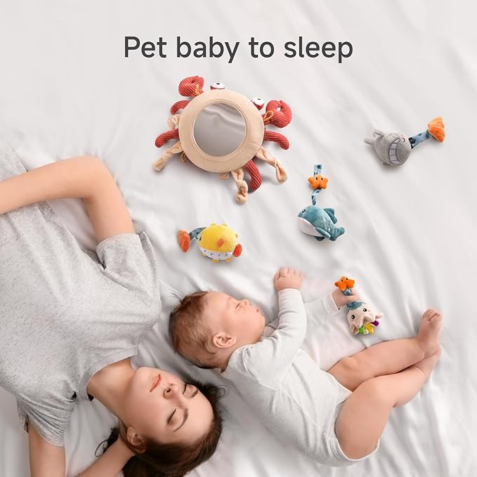 TUMAMA Baby Toys for 0 3 6 9 to 12 Months, Activity Plush Animal Stroller and Hanging Toy for Baby Car Seat Crib Travel, Sensory Learning Toy