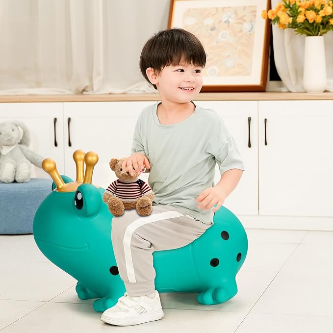 INPANY Frog Bouncy Hopper Toys for 2 Year Old Boy, Toddlers Inflatable Animal Hopping Horse 3 4