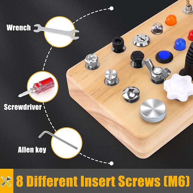 Screwdriver Tool Set Busy Board, Toddler Wooden Sensory Toys Montessori 3+ Year 3-6 Year