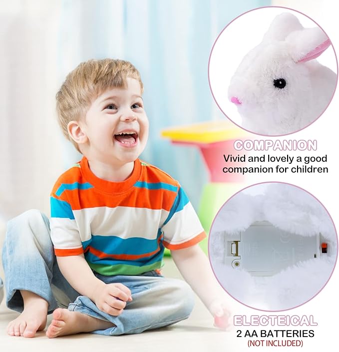 Hopping Bunny Toys for Kids Interactive Electronic Bunny Plush Toy 3-8 Year 7'')