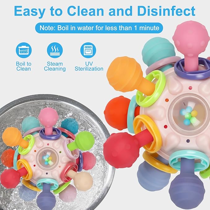 TOHIBEE Baby Montessori Sensory Toys for 0-6 6-12 Months, Food Grade Teething Toys for Babies 0 3 6 9 12 18 Months 1 2