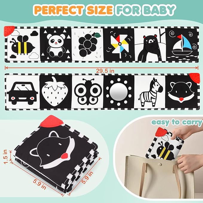 Black and White Baby Toys - High Contrast Baby Toys for Newborn Brain Development 0-3-6-12 Months