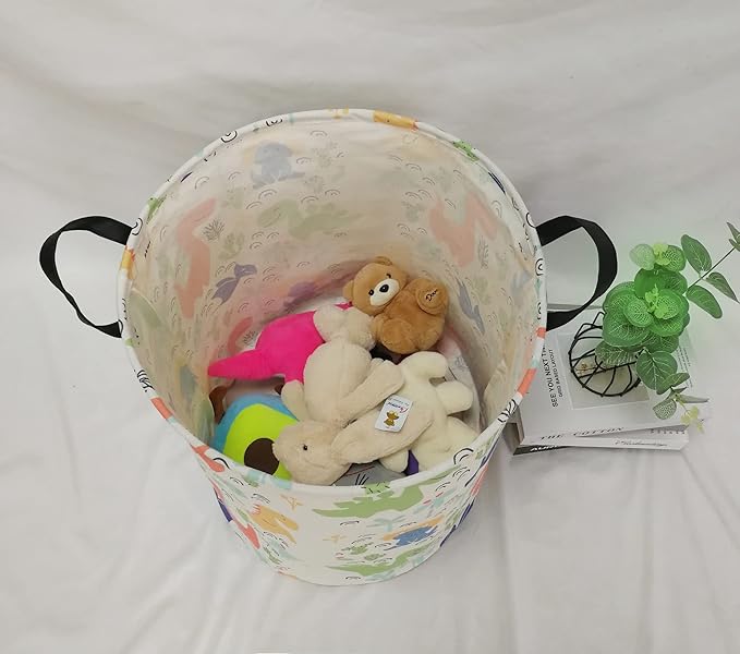 Round Baby Dinosaur Pattern Laundry Hamper Storage Basket Organizer Hamper