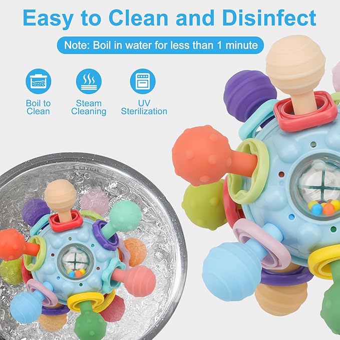 TOHIBEE Baby Montessori Sensory Toys for 0-6 6-12 Months, Food Grade Teething Toys for Babies 0 3 6 9 12 18 Months 1 2