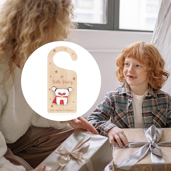 Tooth Door Hanger with Money Holder, Wooden Tooth Door Holder 3D Lost