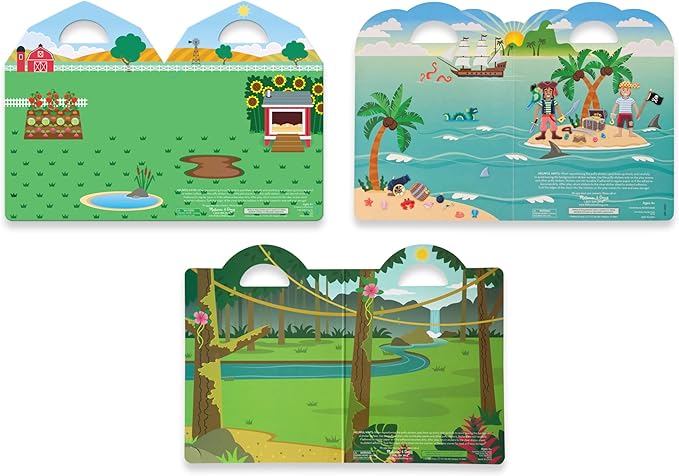 Melissa & Doug Puffy Sticker Play Sets - Safari, Pirate, On the Farm - Reusable Dress Up Doll Stickers, Restickable Puffy Sticker Book For Kids Ages 4+
