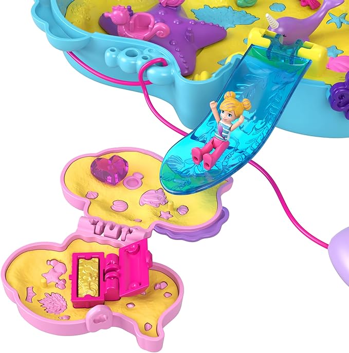Polly Pocket - Seahorse Bag, 2-in-1 Playset with Polly and Shani Dolls 13 Accessories 4+ Years, HWP03