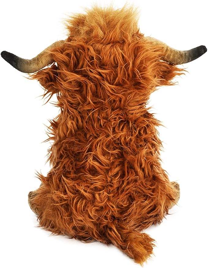 Highland Cow Stuffed Animals,Cute Fluffy Stuff Cow Plush Realistic Scottish Cattle Animals Toys Birthday Festival Presents for Girls Audults Kids Boys Toddler (Brown Cows 10.6 inch)
