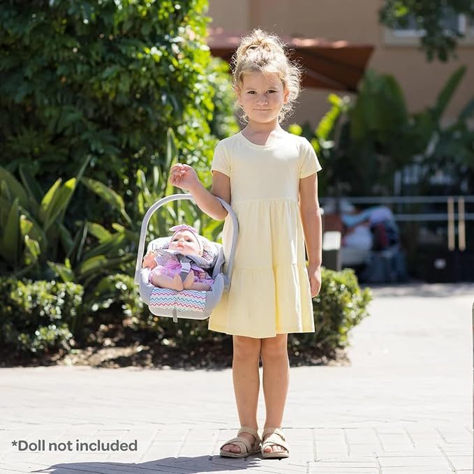 Adora Baby Doll Car Seat Carrier with Removable Cover - Machine Washable, Fits Most Dolls and Stuffed Animals Birthday Gift For Ages 2+