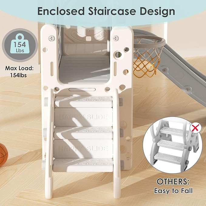 10 in 1 Toddler Slide, Baby Slide for Toddlers Age 1+ with Ring Toss