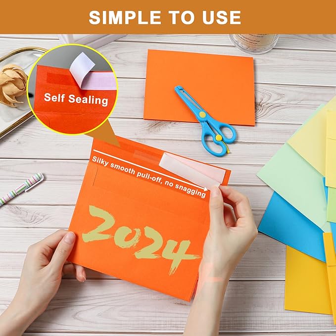 10 Assorted Colors Blank Greeting Cards and Envelopes 5 x 7 Heavyweight Folded Cardstock and A7 Envelopes Self Seal 100 Packs for Invitations, Wedding