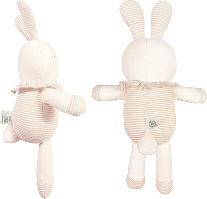 Organic Cotton Baby First Friend (Hello! Little Bunny) Attachment Doll for Baby, Pillow Buddy 15.7 inches