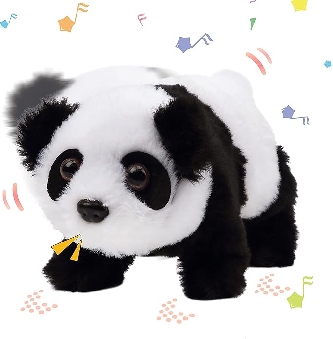 Hopearl Crawling Panda Interactive Electronic Pet Plush Toy with Sounds 7''