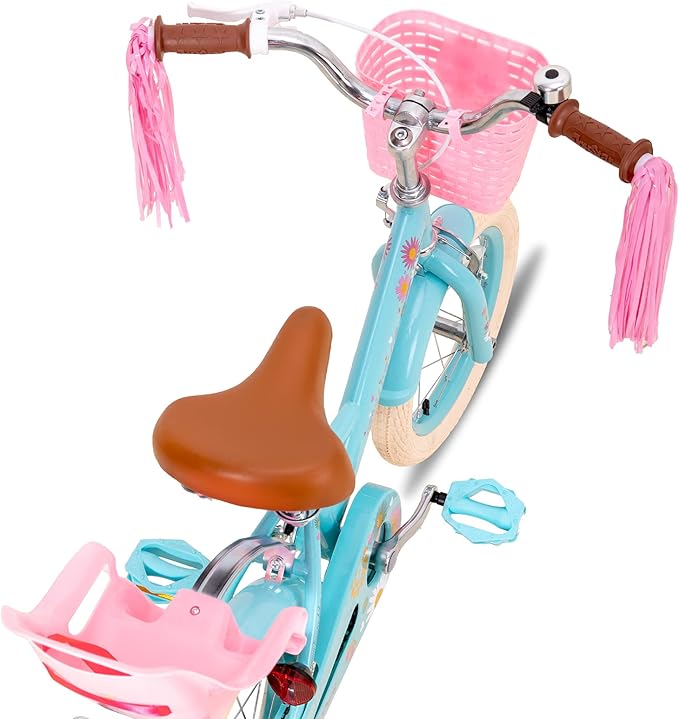 JOYSTAR Little Daisy Kids Bike for Girls Boys Ages 2-7 Years, 12 14 16 Inch Girls Bikes with Doll Bike Seat & Streamers