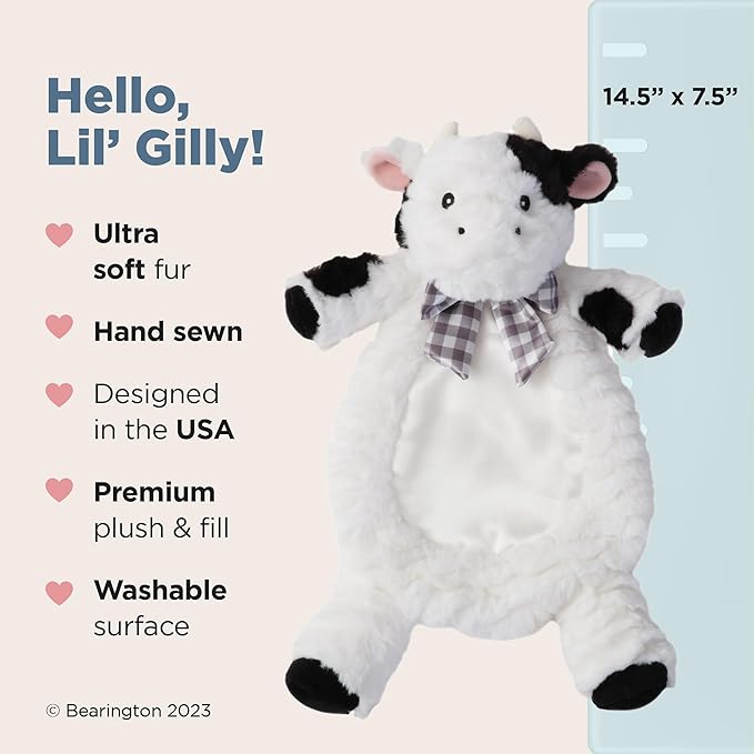 Bearington Lil' Gilly 13 Inch Cow Security Blanket for Babies - Cow Lovey
