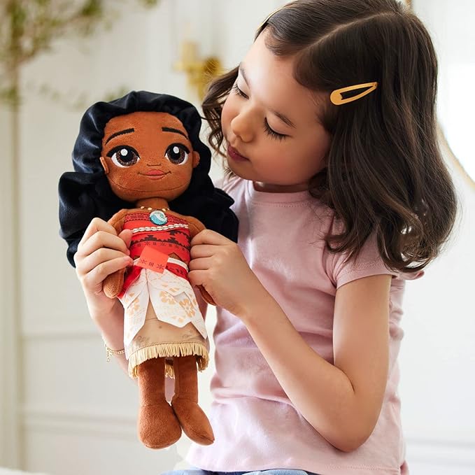 Disney Store Official Princess Plush Doll (Moana) Medium 14 Inches, Princess Dolls with Embroidered Features
