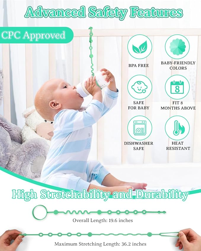 Toy Straps for Baby, 5pcs Adjustable Toy Holder for Stroller Accessories