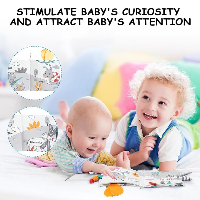 Soft Baby Books Toys, Newborn Crinkle Book 3D Baby 0-6 Months