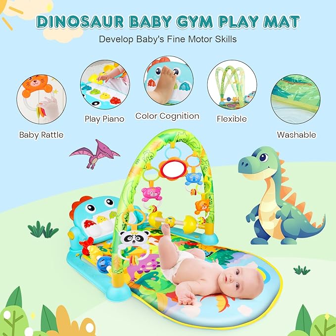 Baby Gyms Play Mats, Baby Play Gym Floor Play Mat 0-3-6-12 Months