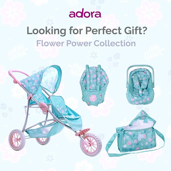 ADORA Baby Doll Diaper Bag with Sturdy Straps, includes Changing Mat and 2 Doll Diapers (Fits 13" Dolls) 3+ -