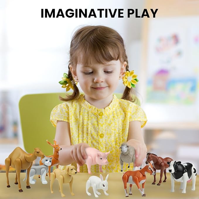 Beverly Hills Doll Collection Farm Animal Toys Set of 10, Large Toy Farm Animals for Toddlers