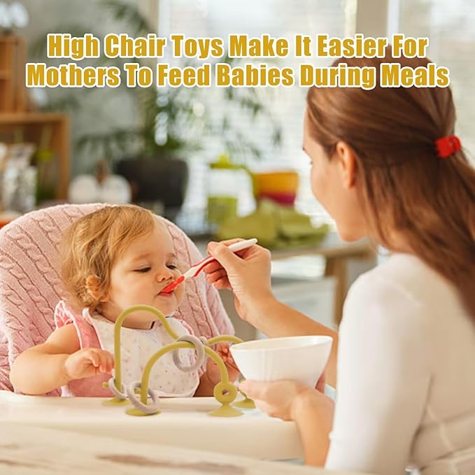 High Chair Toys with Suction Cups For Infant Toddlers Silicone 0-6 M+ 6 to 12 Months(Brownish