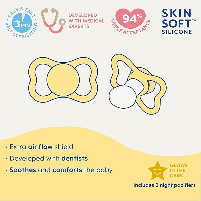 MAM Air Day & Night Baby Pacifier, for Sensitive Skin 3 Pack, 16+ Months, Girl,3 Count 1)