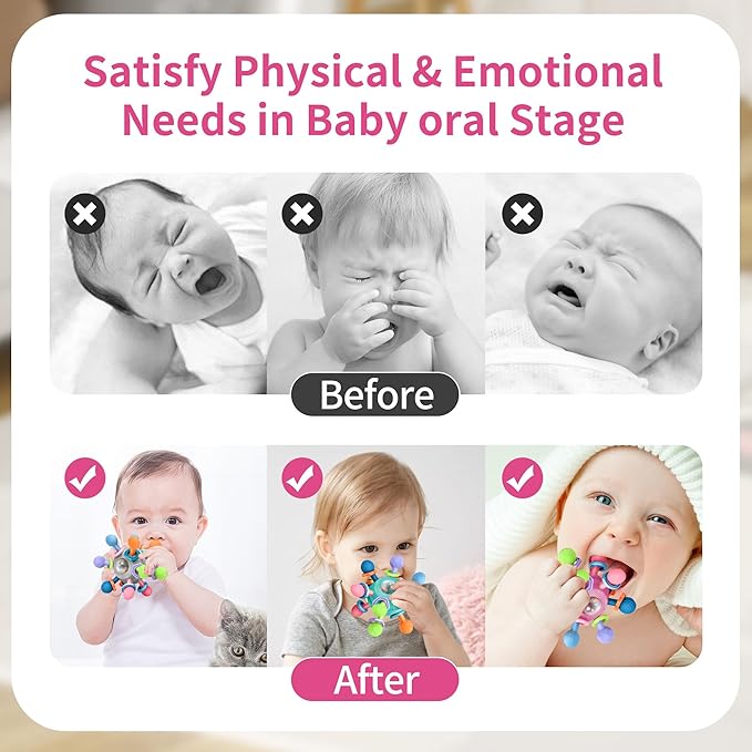 Baby Montessori Teething Toys for 0-6 6-12 Months Infant Teethers 0 3 6 9 12 18 1 2