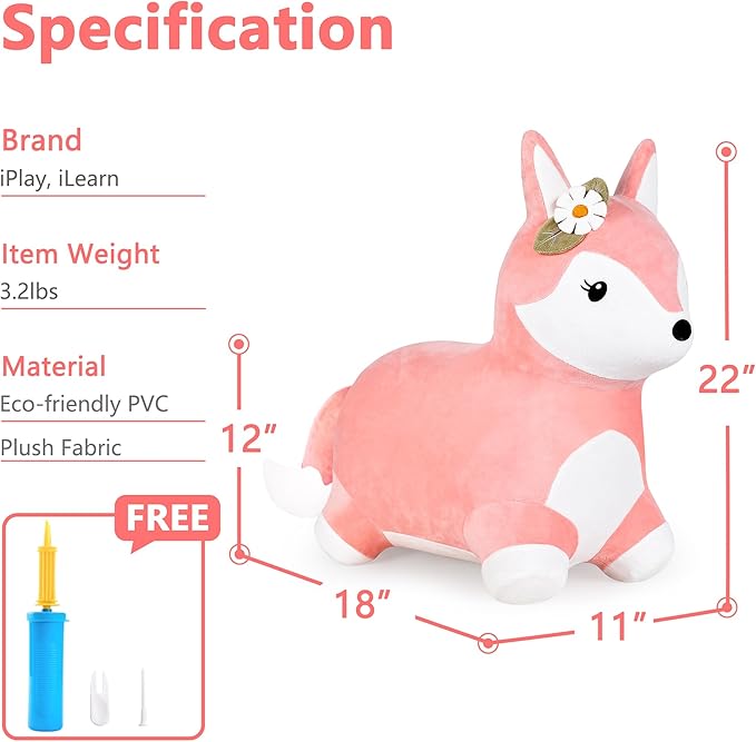 iPlay, iLearn Bouncy Pals Pink Fox Hopping Horse 18 24 2 3 4 5