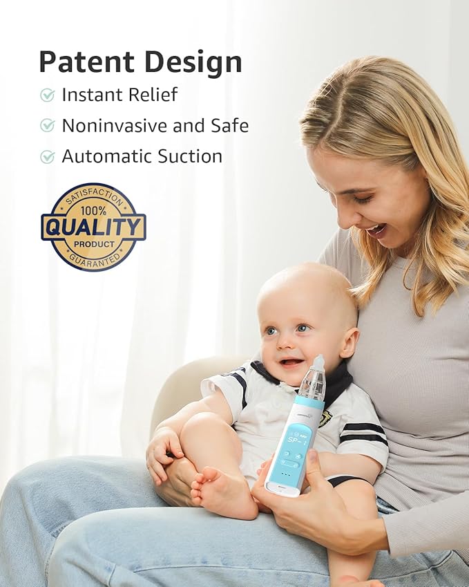 GROWNSY Nasal Aspirator for Baby with Protection Mode, Electric Nose Suction for Baby 3 Silicone