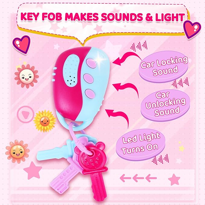 INNOCHEER Little Girls Purse, Kids Toy Purse with Pretend Makeup 2 3 4 5 6 7 8 Year