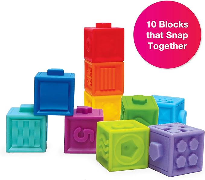 Edushape Mix & Match Textured Blocks - Set of 10 Stacking Blocks