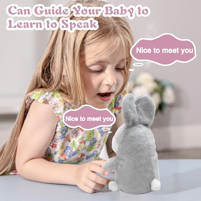 HOMILY Talking Rabbit, Repeats What You Say Plush Animal Toy Electronic Hamster Mouse for Boys
