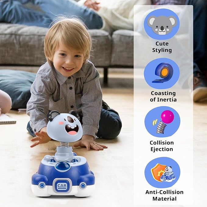 Impact Bounce Wobbly Head Animal Car Toys Friction Push and