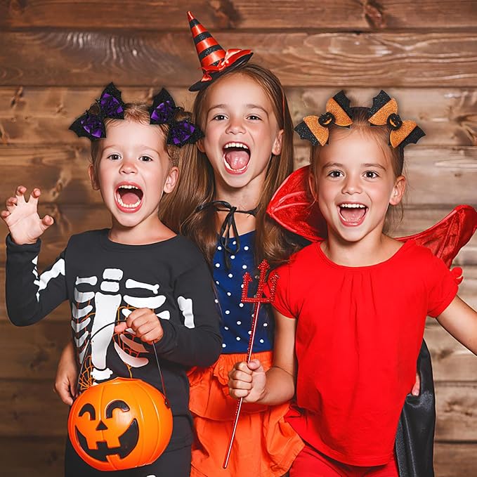 4 Pcs Halloween Hair Clips Bow Hair Accessories Cute Pumpkin