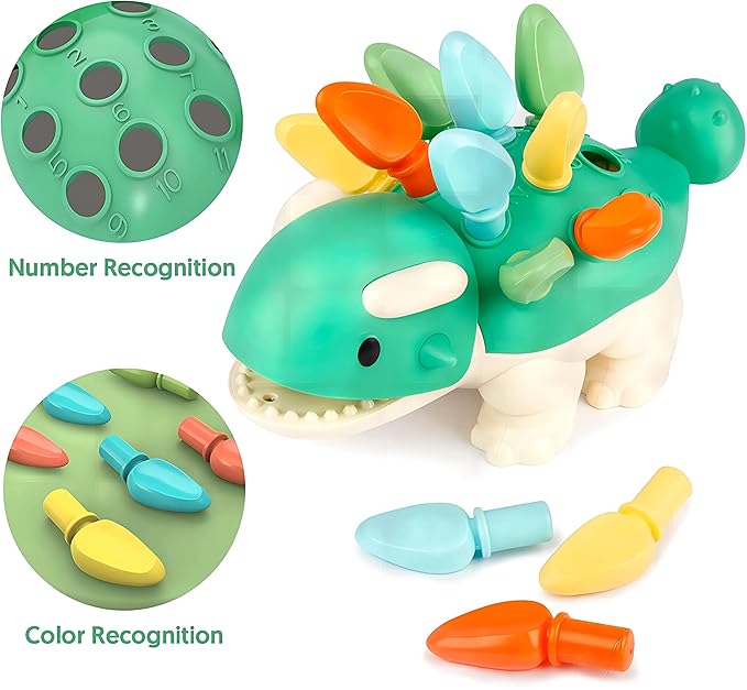 Hirger Montessori Toys for Baby 1 2 3 4 Year Old: Fine Motor Dinosaur Toys for Kids 2-4|Toddler Learning Educational Toys for Birthday Gift Age 1-2 12-18 Months