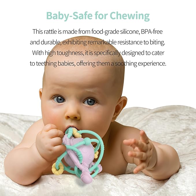 Baby Teething Toy - Teether Ball with Rattle