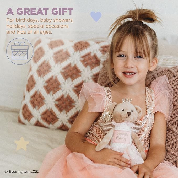 Bearington Sparkles Soft Plush Teddy Bear Tooth Fairy Doll, 14 Inches