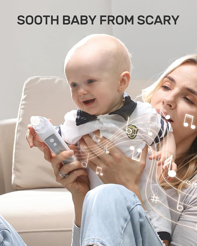 HEYVALUE Nasal Aspirator for Baby, Simple Baby Nose Sucker with Music Soothing 3 Adjustable 3 Silicone