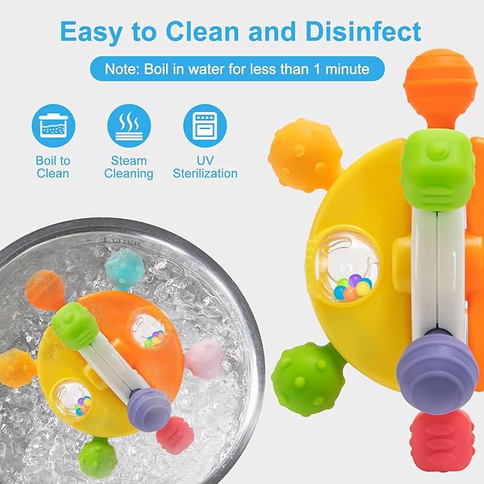 Baby Sensory Teething Toys, Montessori Baby Toys Teether 0-12 Months, 0-6 6-12 12-18 Months
