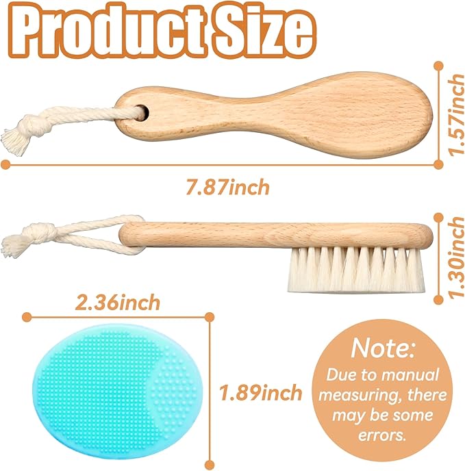 Wooden Baby Hair Brush and Comb Set, 2Pcs Natural Soft Goat Bristles Brush with Baby Shower Scrubber Perfect Scalp Grooming Product for Newborn, Toddler, Infant (Green)