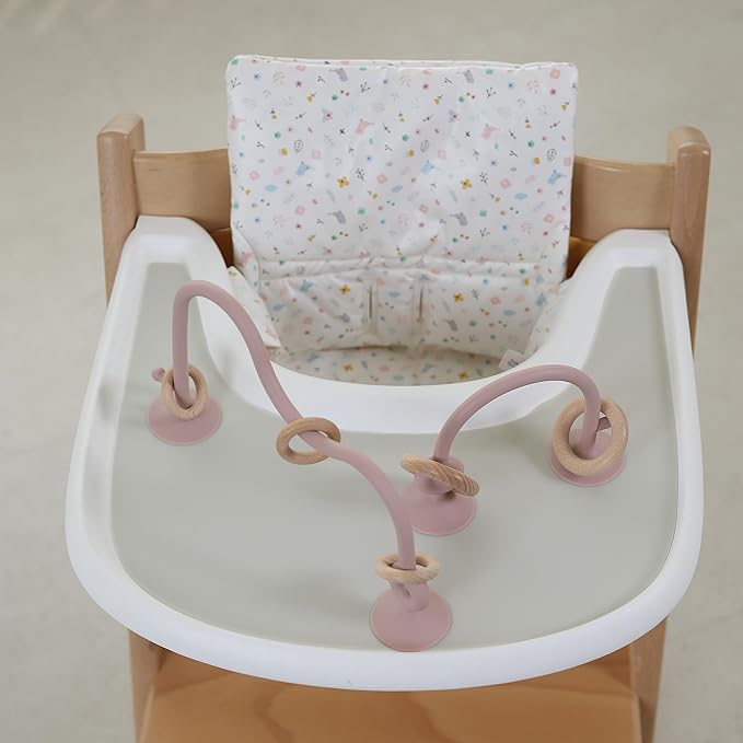 High Chair Toys with Suction Cups | Silicone & Wooden High Chair Suction Cup Toys for Babies 6-12 Months
