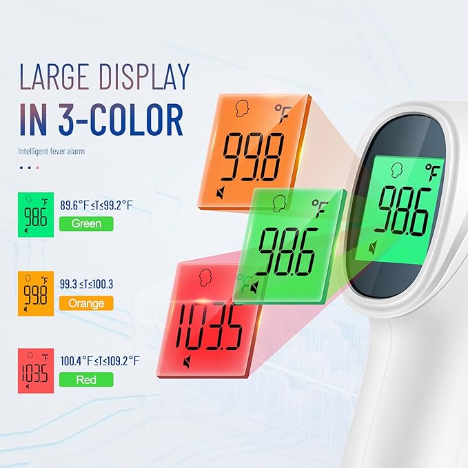 Touchless Thermometer for Adults, Digital Infrared Thermometer Gun with Fever Alarm 2 in 1 Mode,