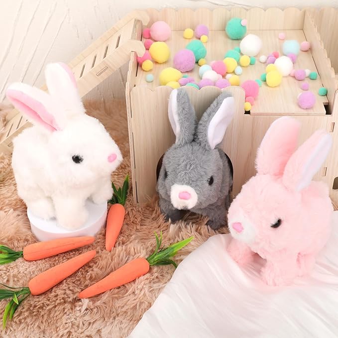 Hopping Walking Bunny Rabbit Toy with Sounds, Wiggling Ears