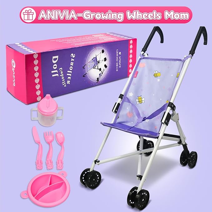 Doll Stroller Toy Anivia Realistic Doll Stroller Heart Design Gifts