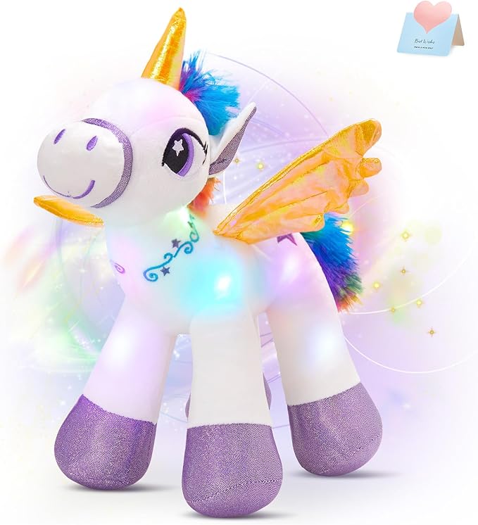Houwsbaby Light Up Unicorn Stuffed Animal Unicorn Toy Glow at 14'' (White)
